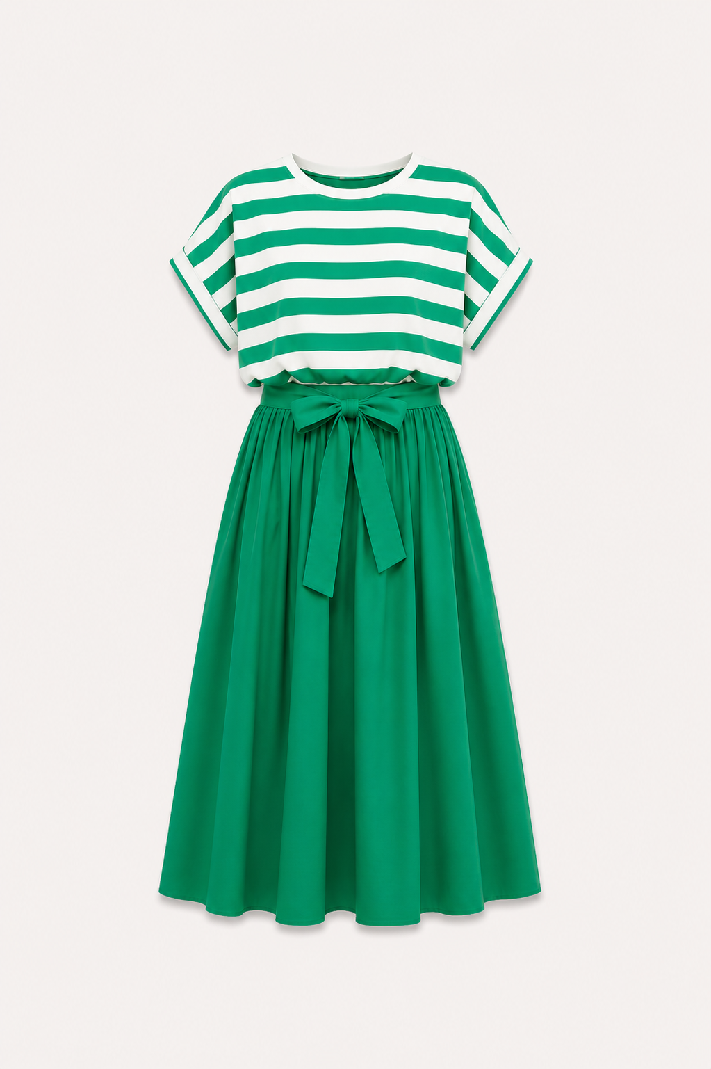 Rochie casual cu dungi și talie elastică