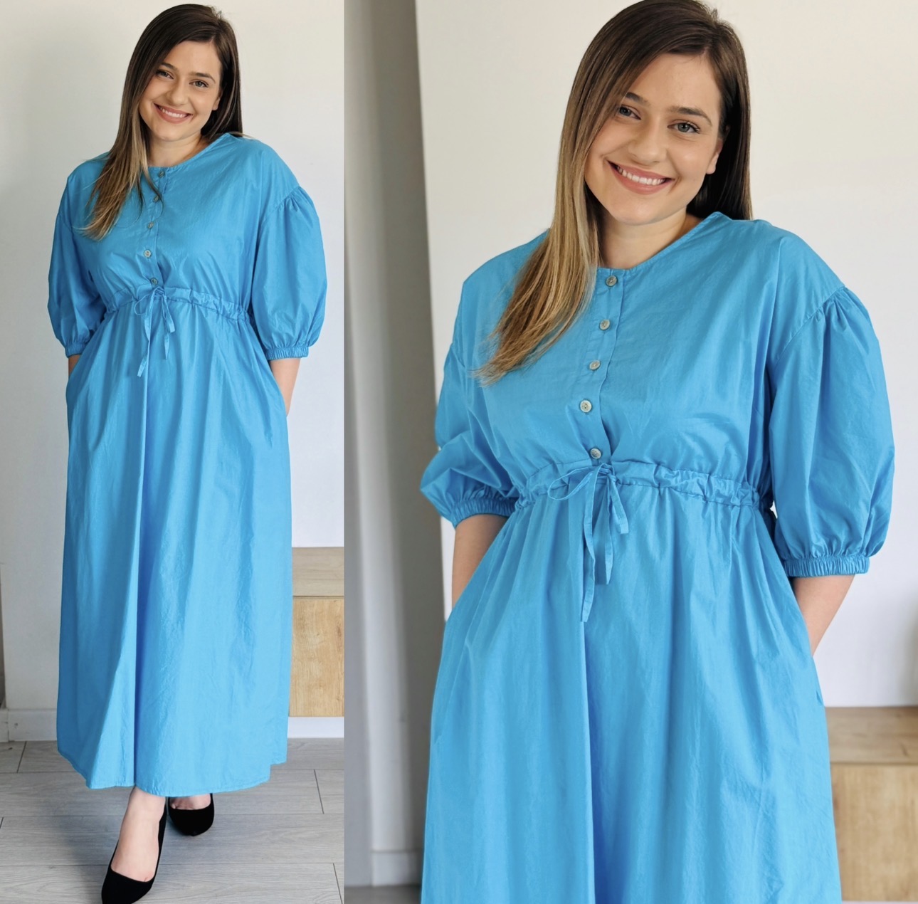 Produsul zilei🎀                                          Rochie maxi 100% bumbac cu cordon în talie