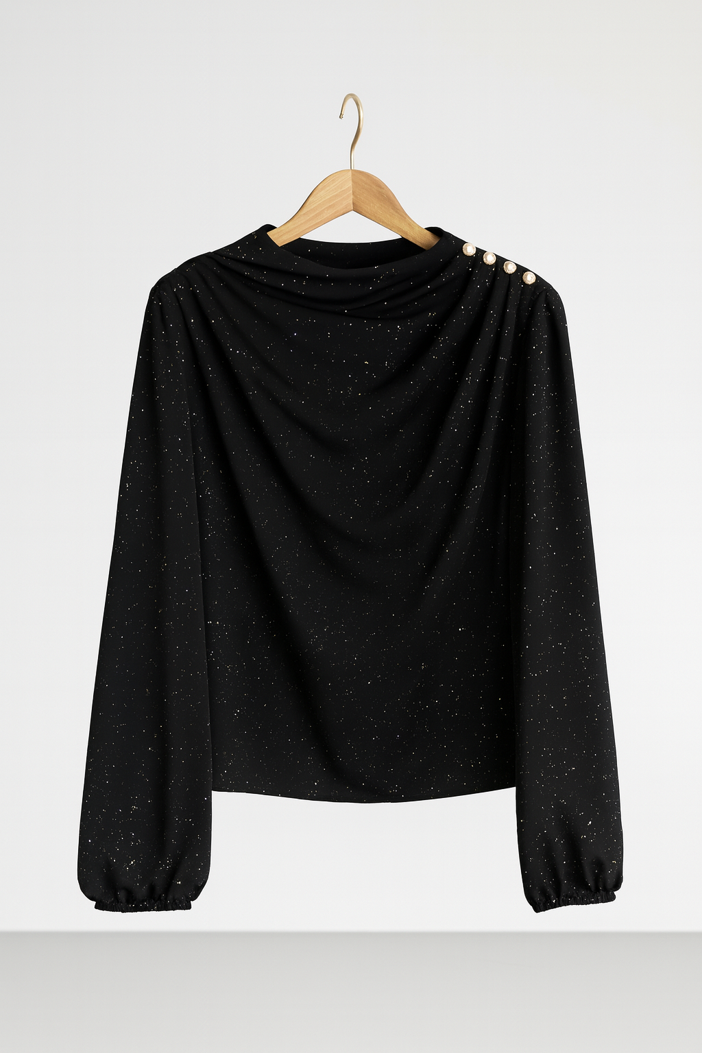 Bluză Elegantă cu Sclipici și Nasturi Laterali
