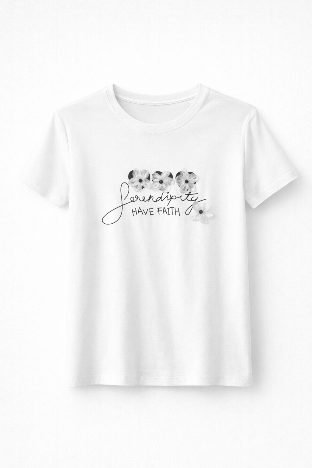 Tricou cu Print și Aplicații Florale