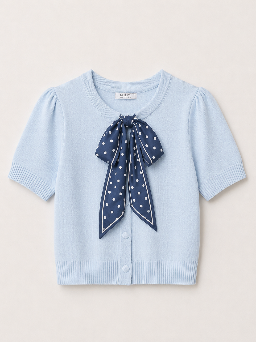 Cardigan tricotat cu fundă