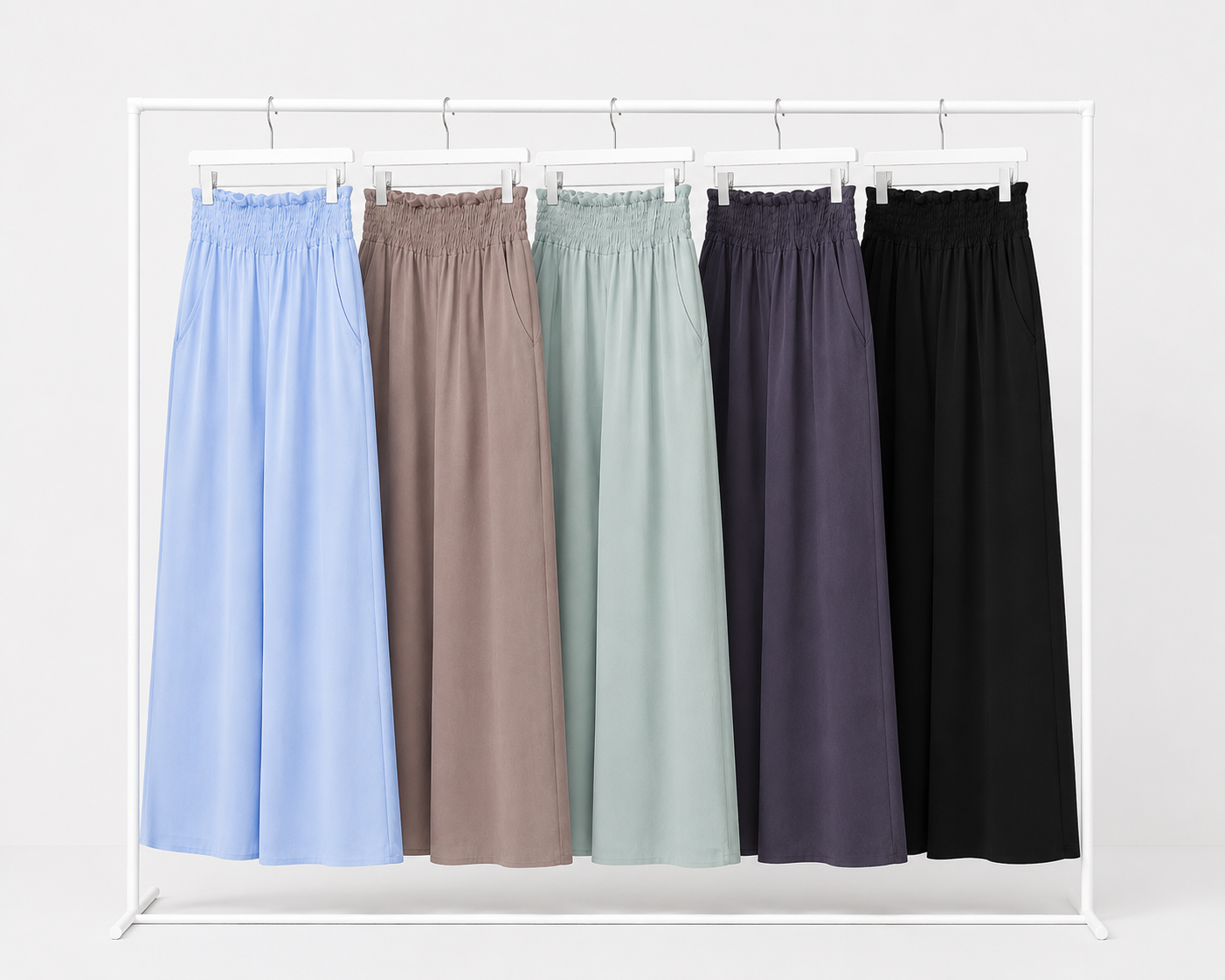 Pantaloni palazzo cu talie elastică