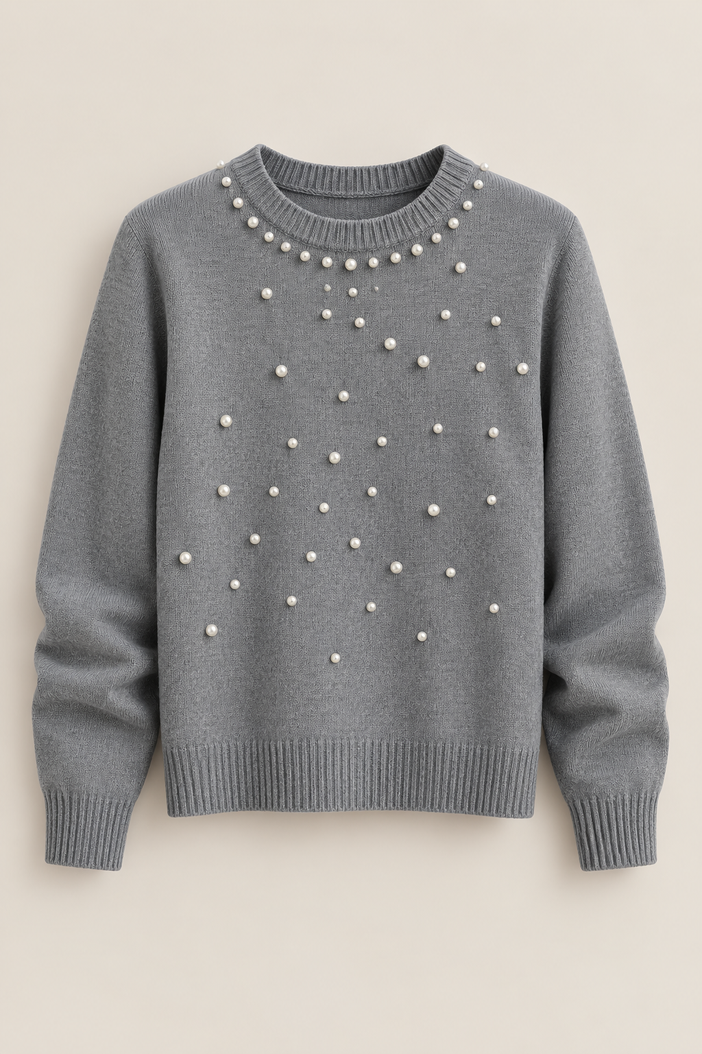 Pulover din tricot fin cu perle