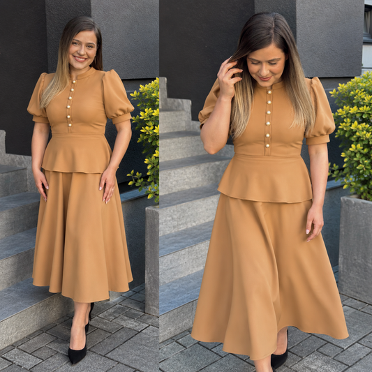 Rochie elegantă din stofă Barbi cu peplum