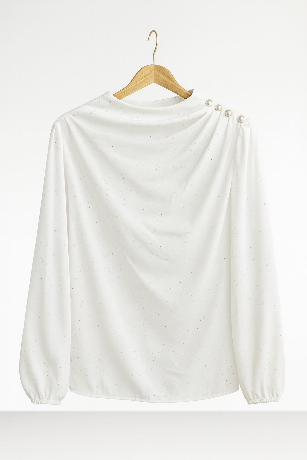 Bluză Elegantă cu Sclipici și Nasturi Laterali