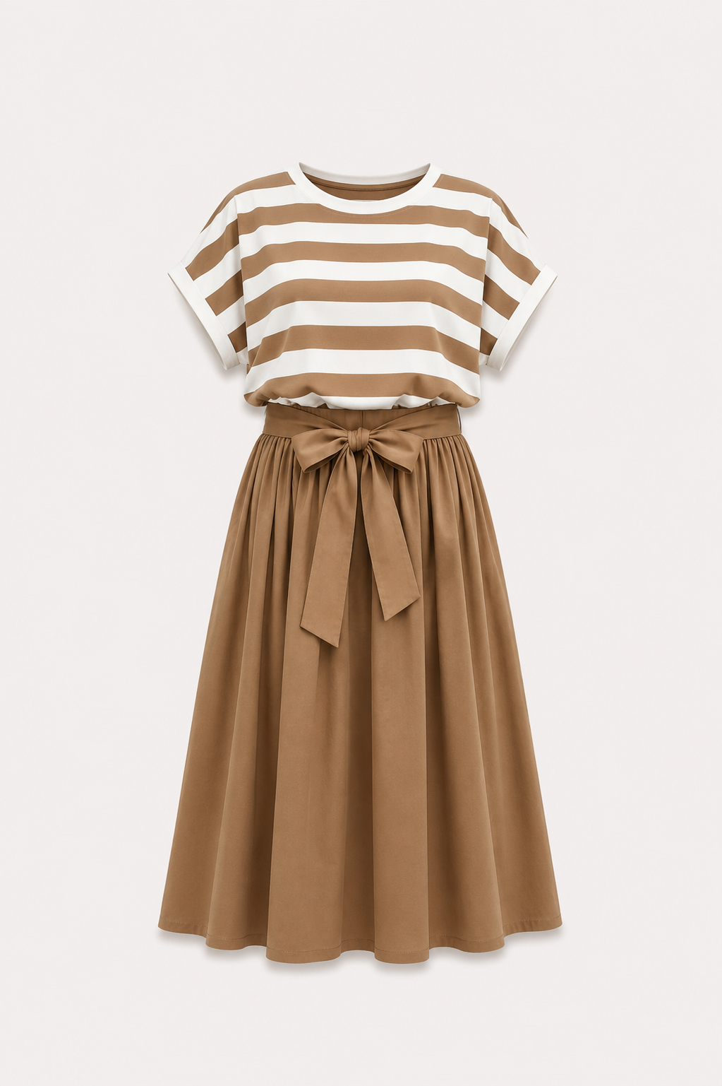 Rochie casual cu dungi și talie elastică
