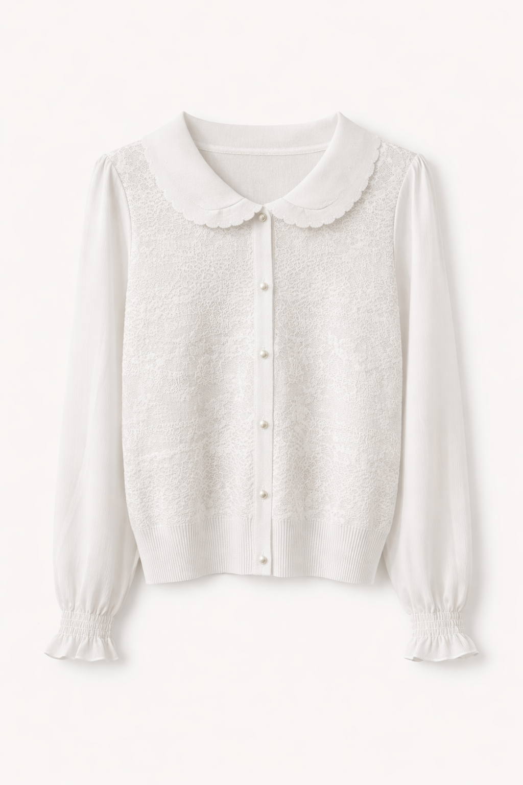 Cardigan tricotat cu guler decorativ