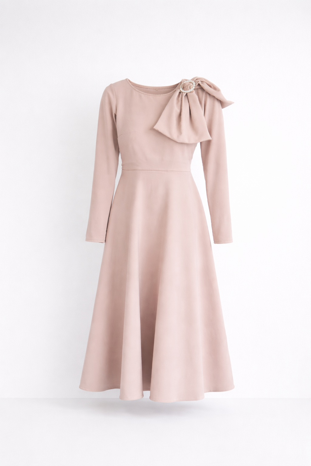 Rochie elegantă din stofă barbi cu fundă decorativă