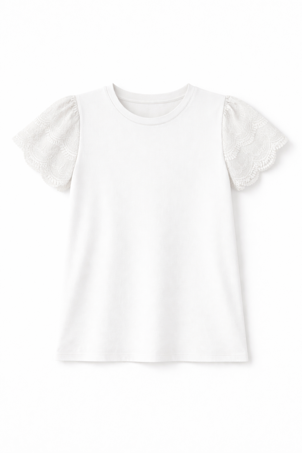 Tricou cu mâneci din dantelă