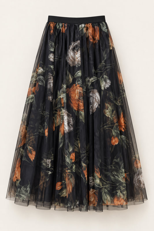 Fustă din tulle cu imprimeu floral