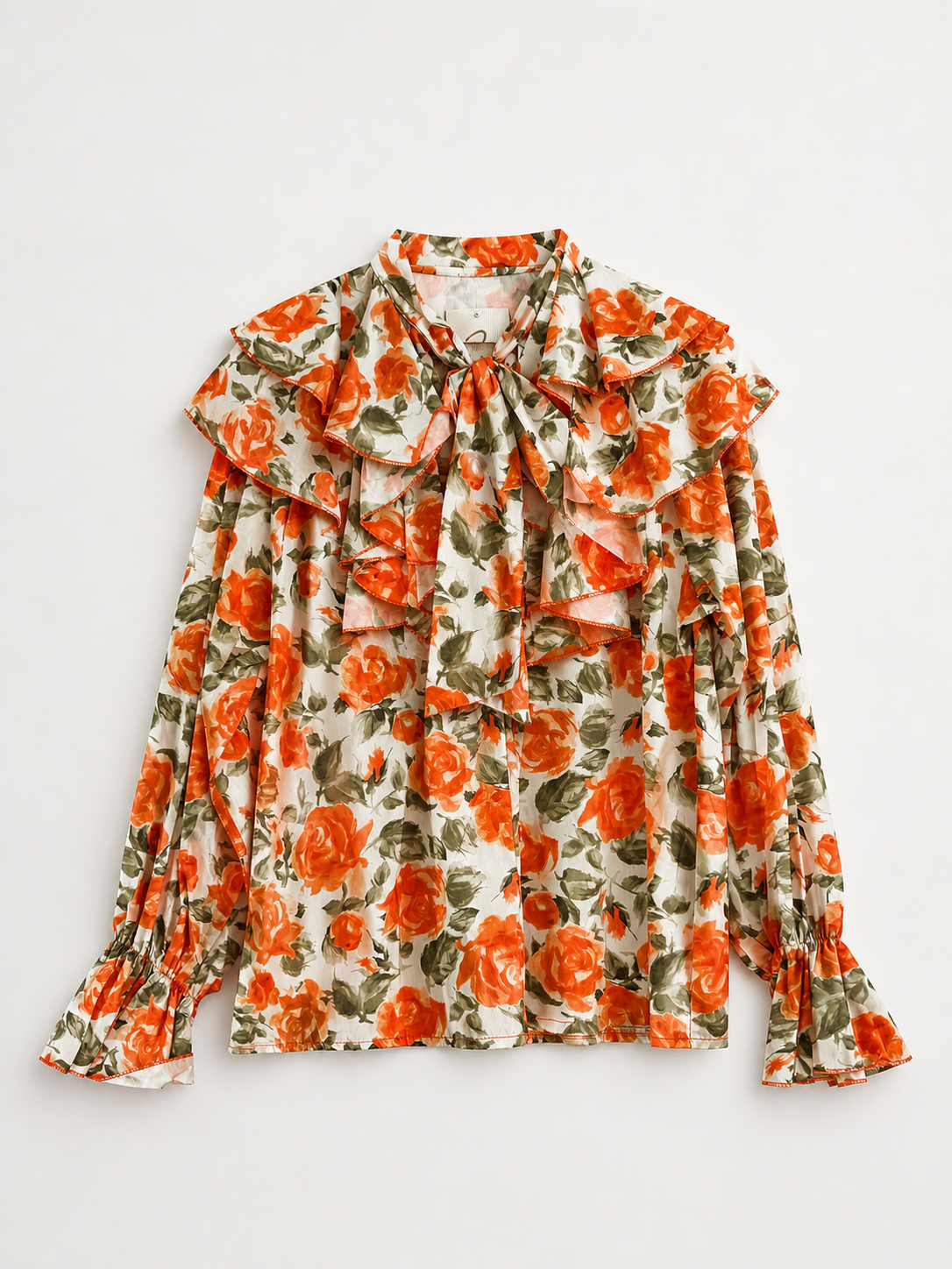 Cămașă elegantă cu volane și imprimeu floral