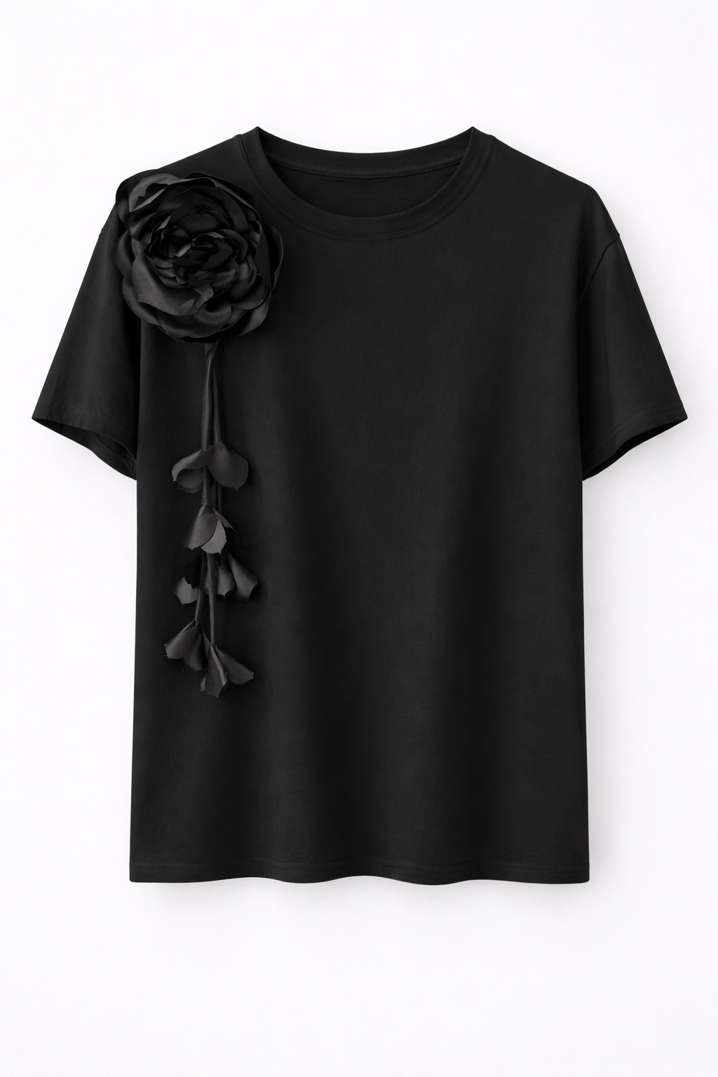 Tricou cu floare decorativă