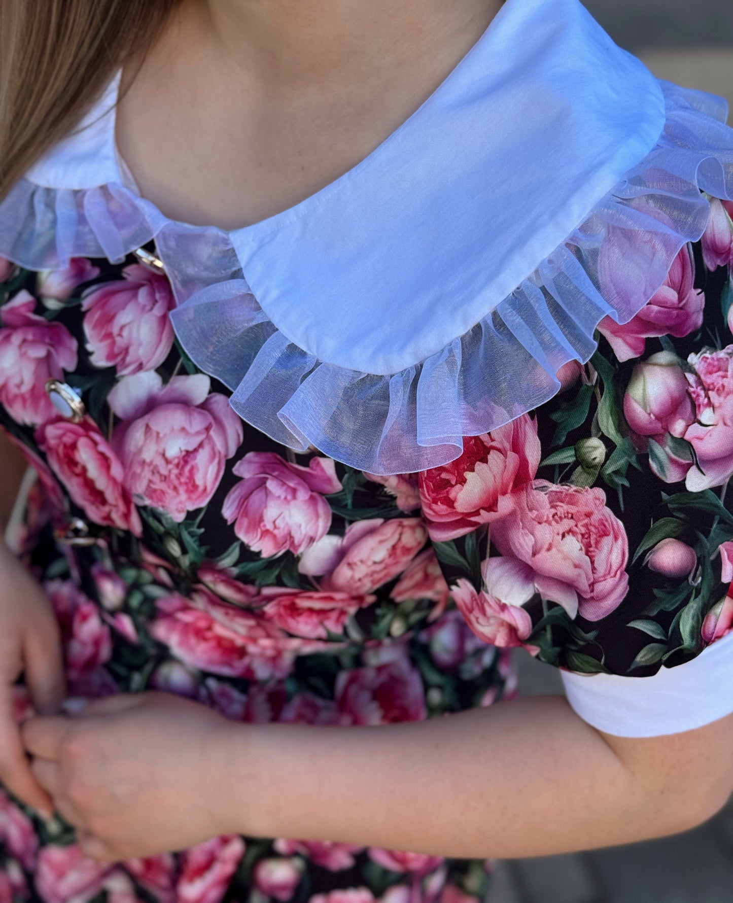 Rochie midi florală din vâscoză cu talie elastică