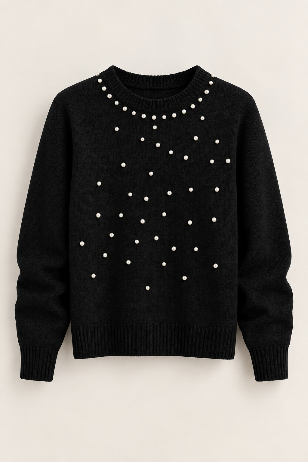 Pulover din tricot fin cu perle