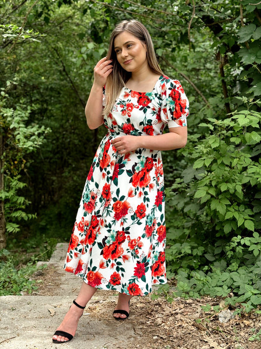 Rochie florală din vâscoză