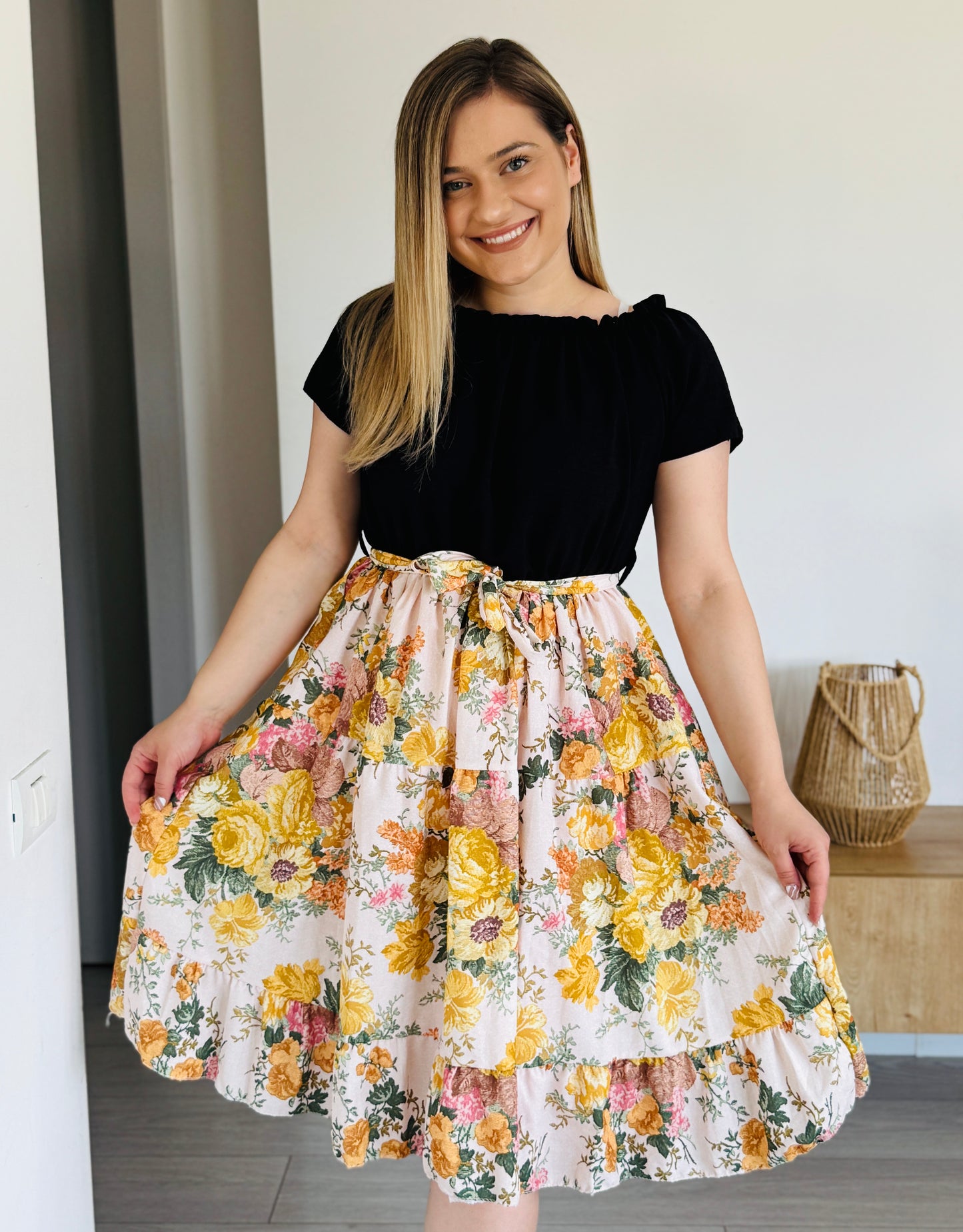 Rochie cu imprimeu și talie elastică