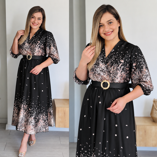 Rochie elegantă din satin cu curea