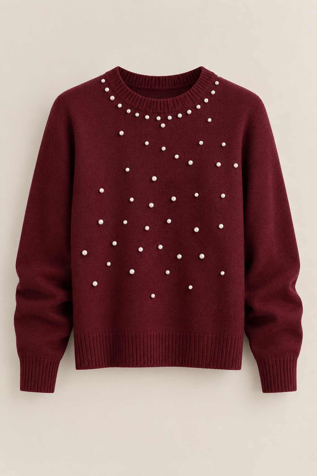 Pulover din tricot fin cu perle