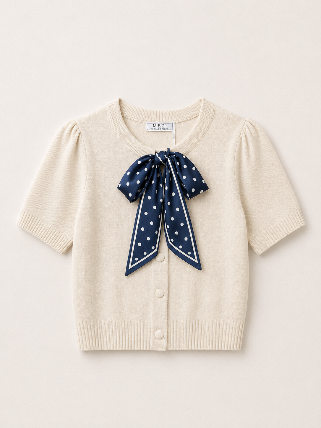Cardigan tricotat cu fundă