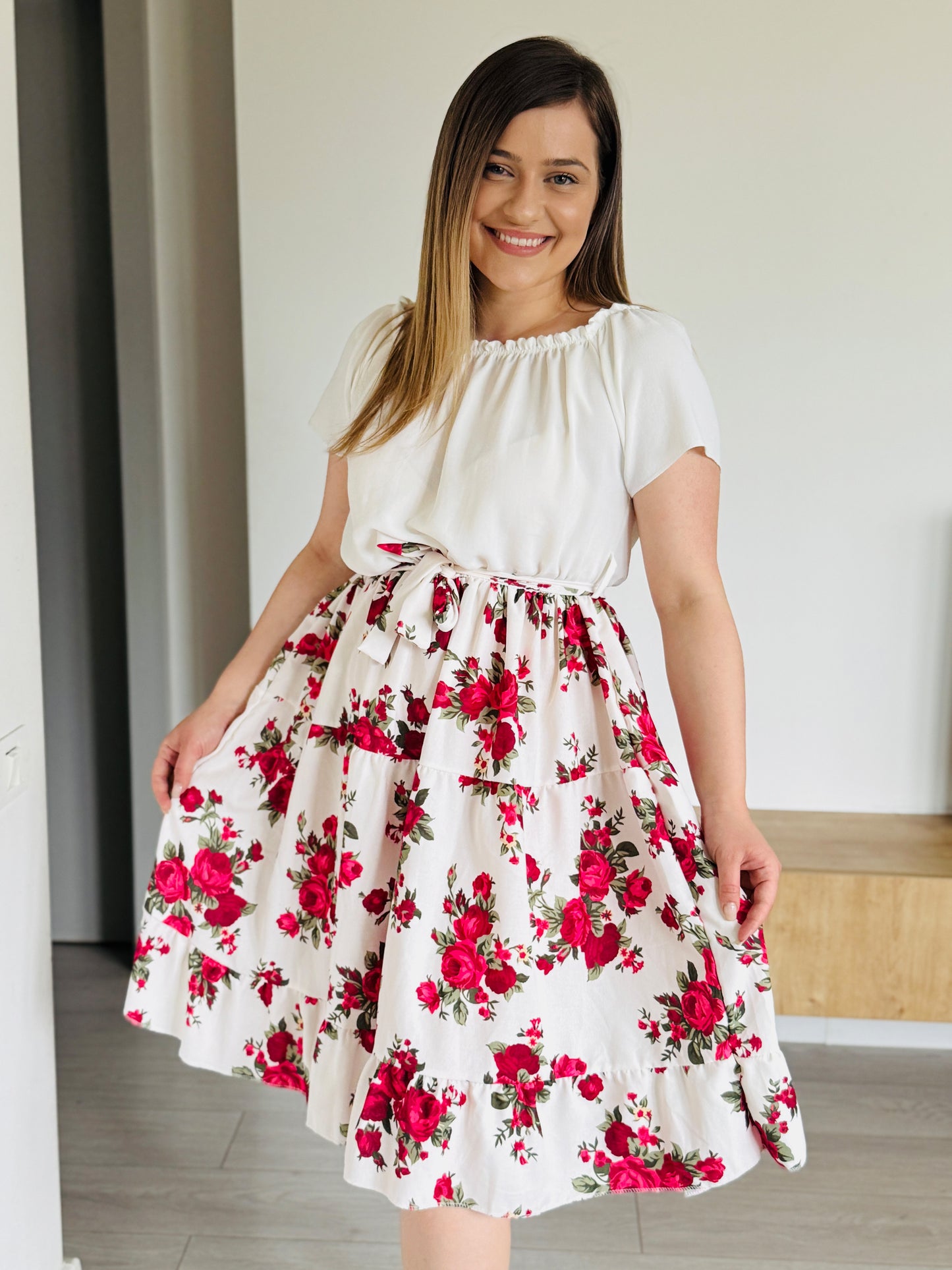 Rochie cu imprimeu și talie elastică