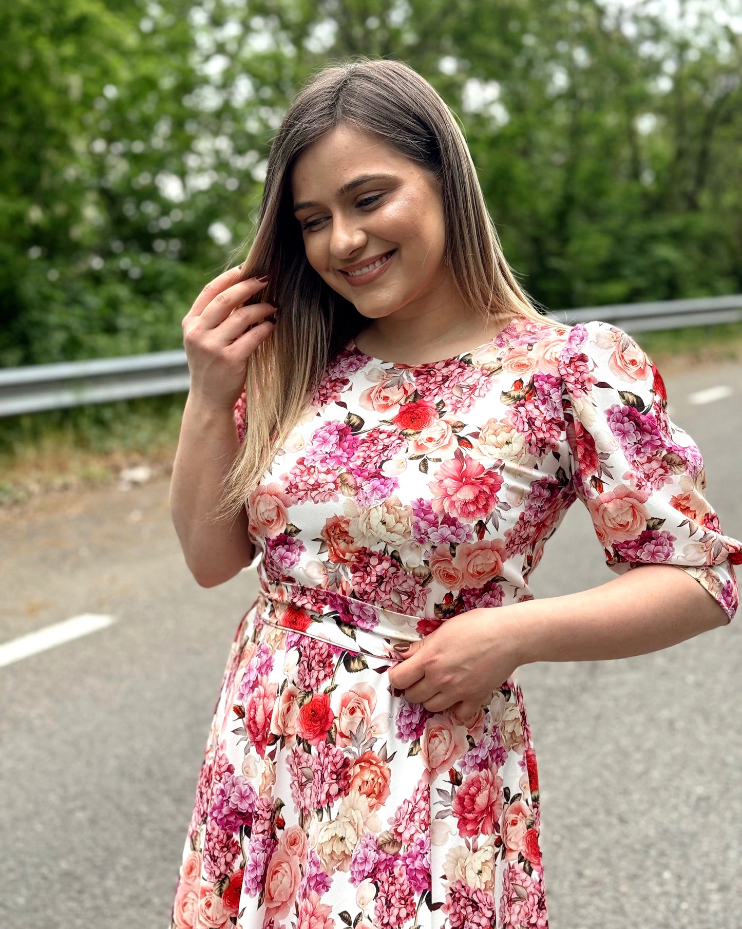 Rochie florală din vâscoză