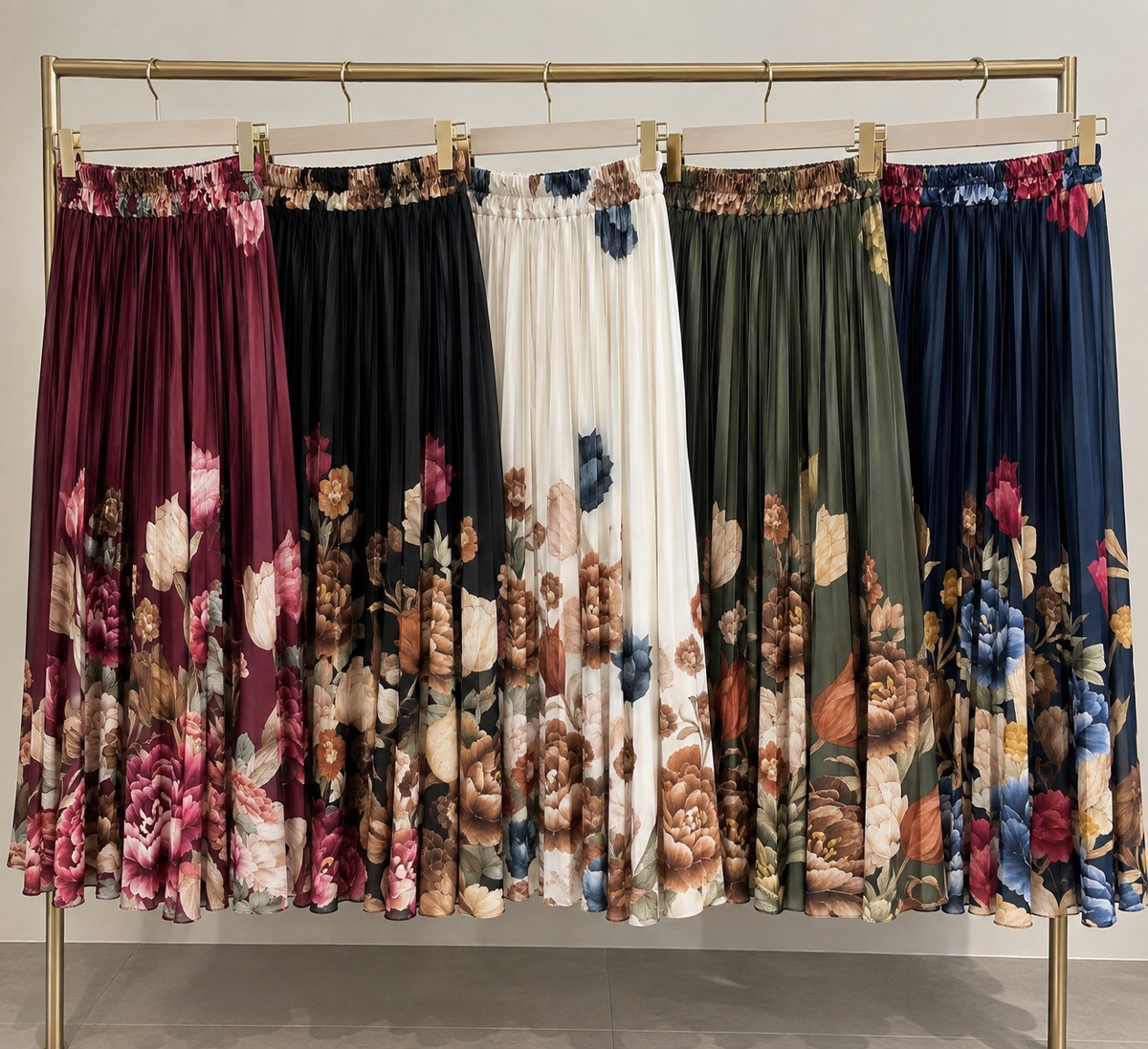 Fustă midi plisată cu imprimeu floral