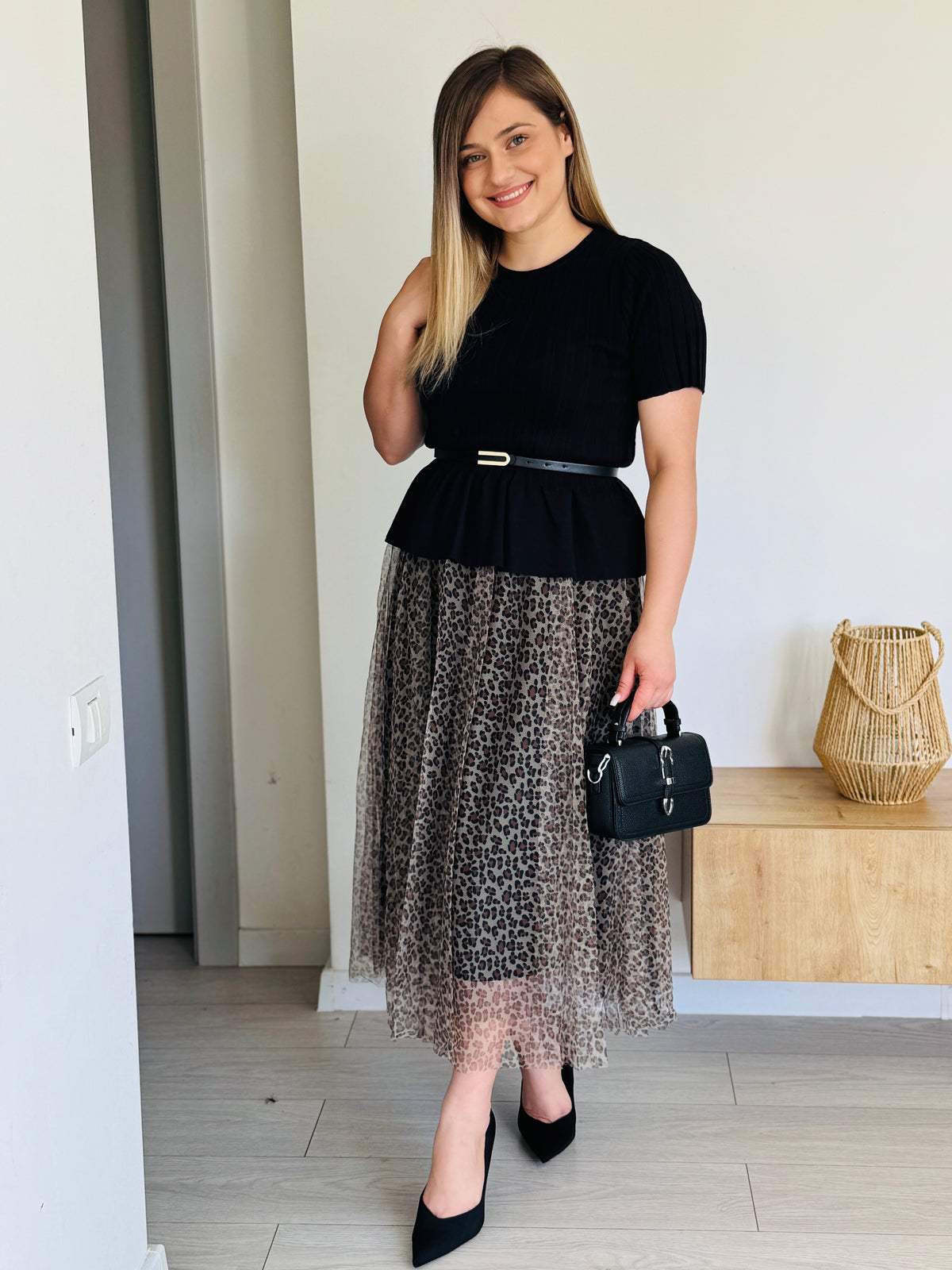 Fustă midi animal print