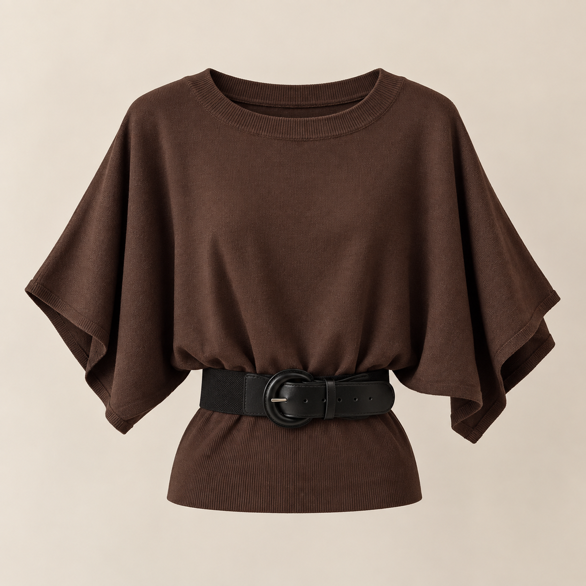 Bluză tip poncho din tricot cu curea