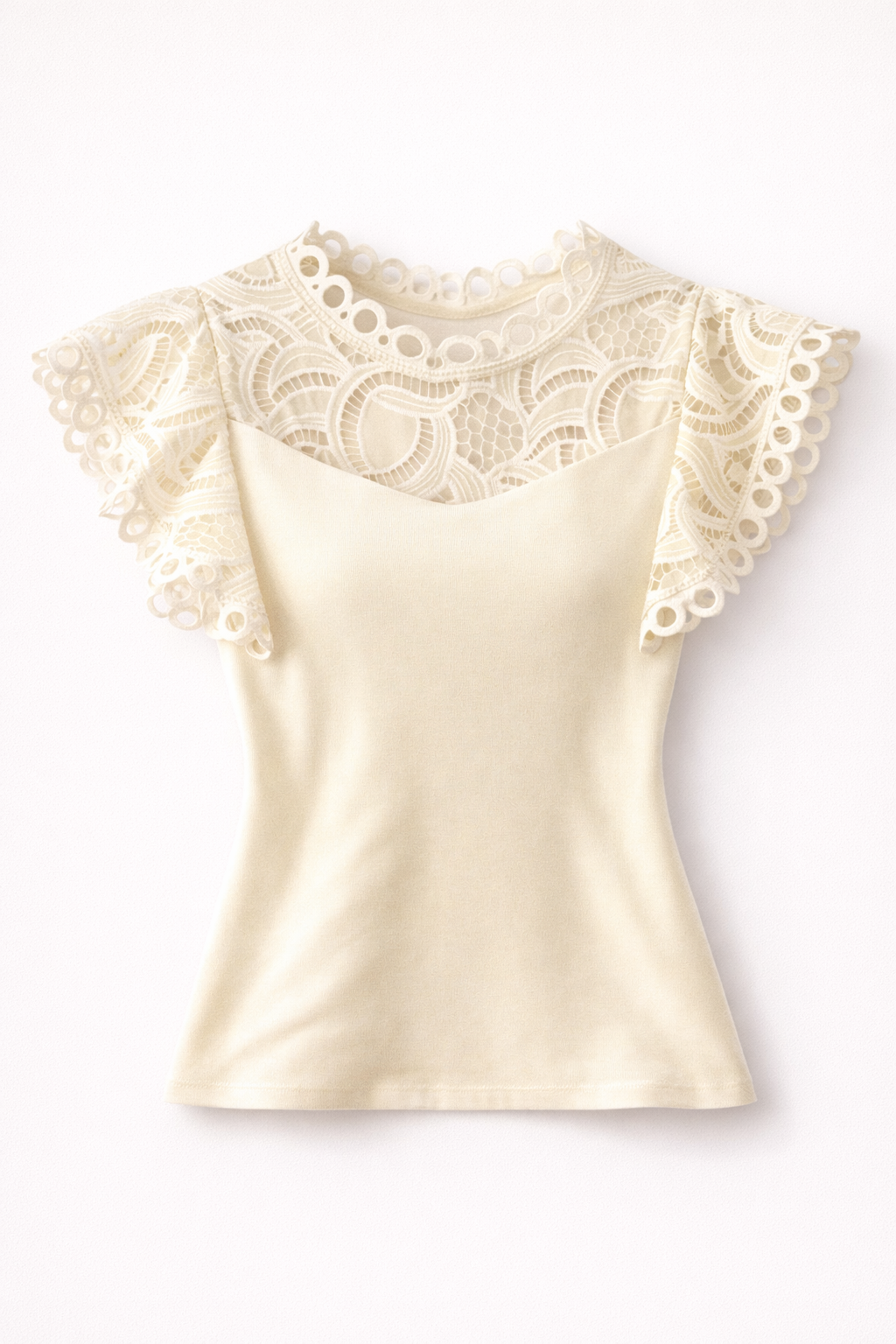 Tricou elegant cu dantelă fină