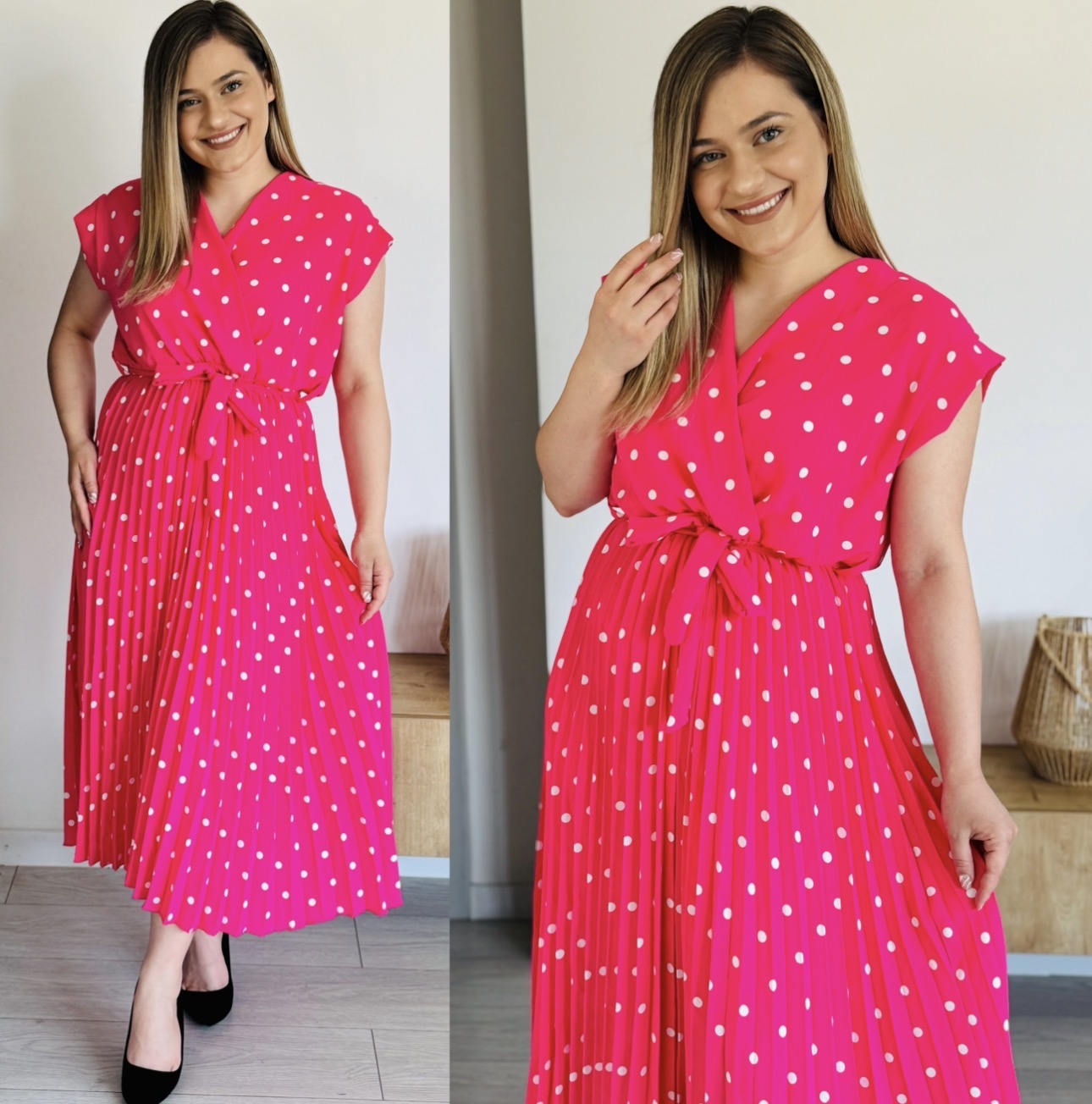 Rochie plisată cu buline