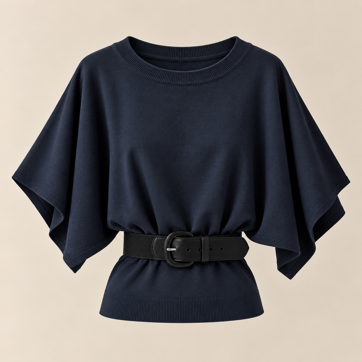 Bluză tip poncho din tricot cu curea