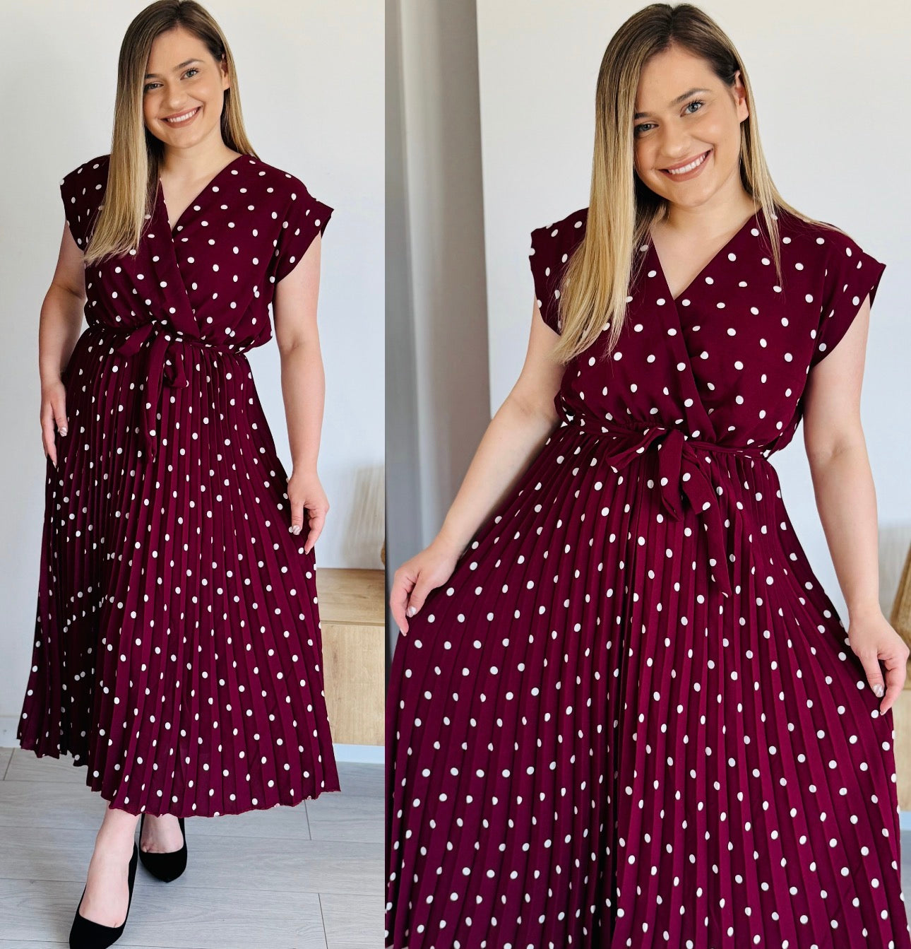 Rochie plisată cu buline