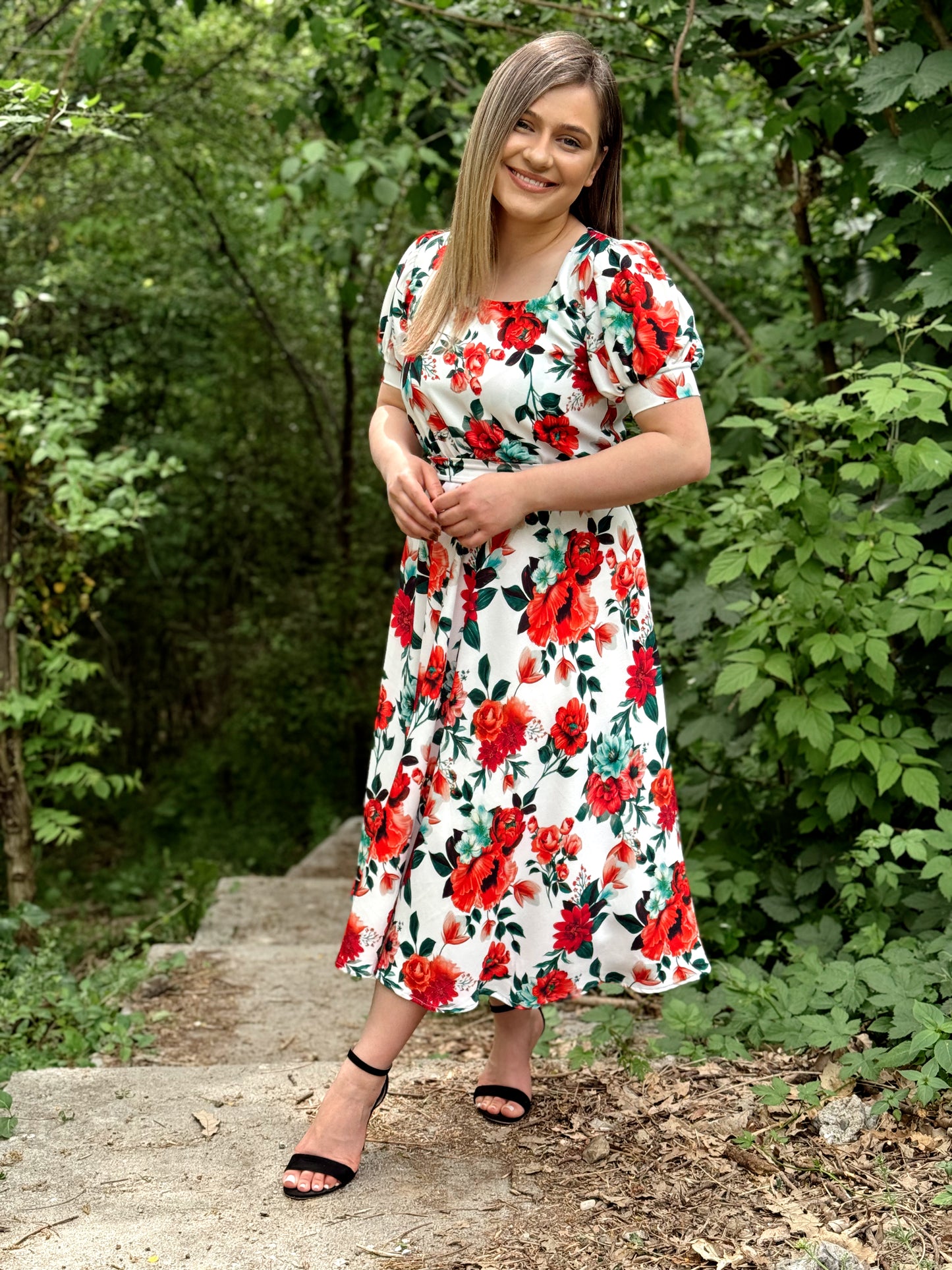 Rochie florală din vâscoză