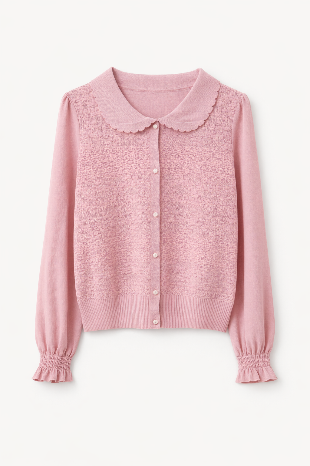 Cardigan tricotat cu guler decorativ