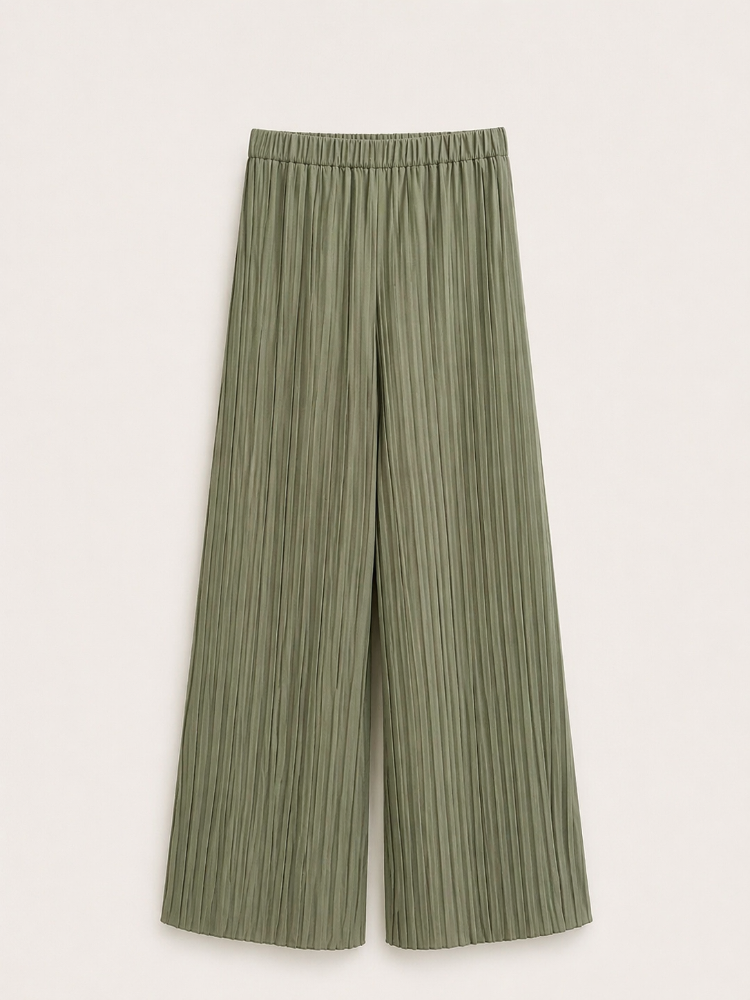 Pantaloni plisati cu talie elastică