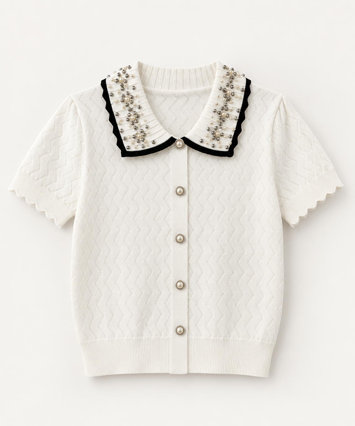 Cardigan Elegant cu Perle 100% vâscoză