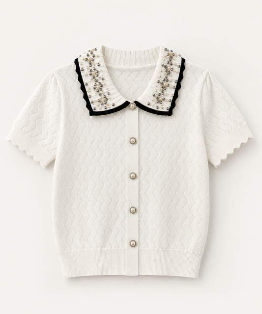 Cardigan Elegant cu Perle 100% vâscoză