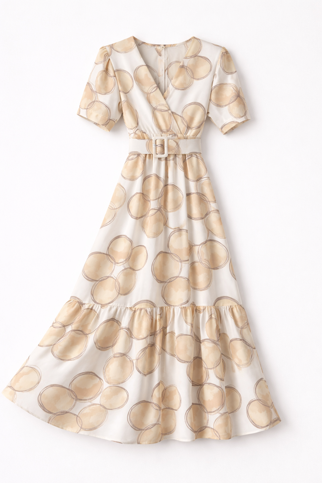 Rochie Midi cu Imprimeu Modern și Curea