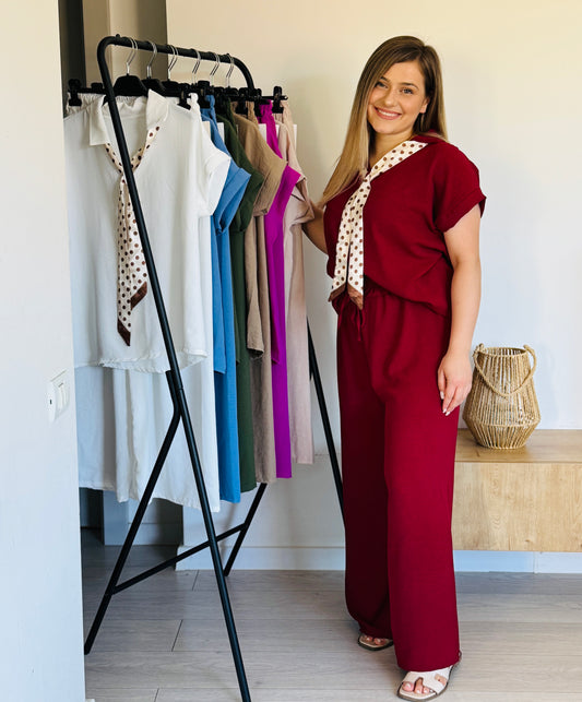 Set lejer damă cu eșarfă decorativă