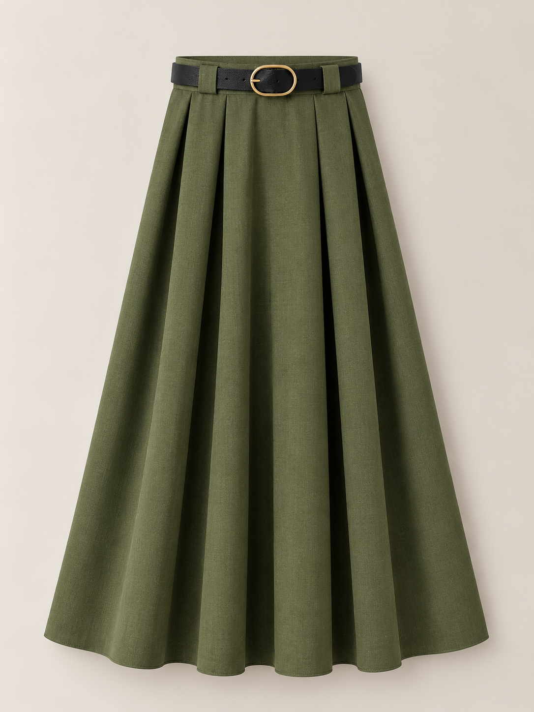Fustă Midi Elegantă cu Pliuri și Curea