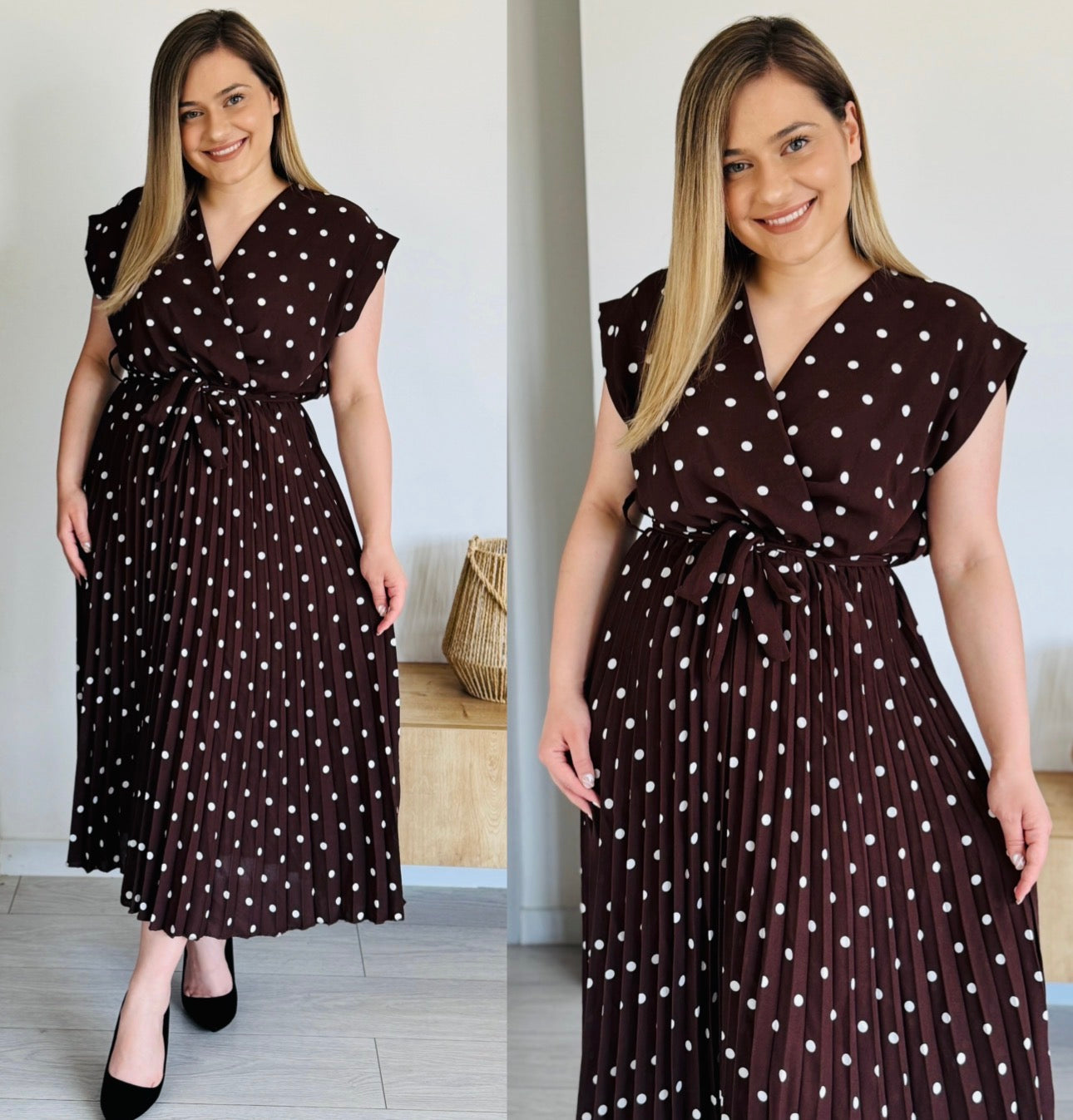 Rochie plisată cu buline