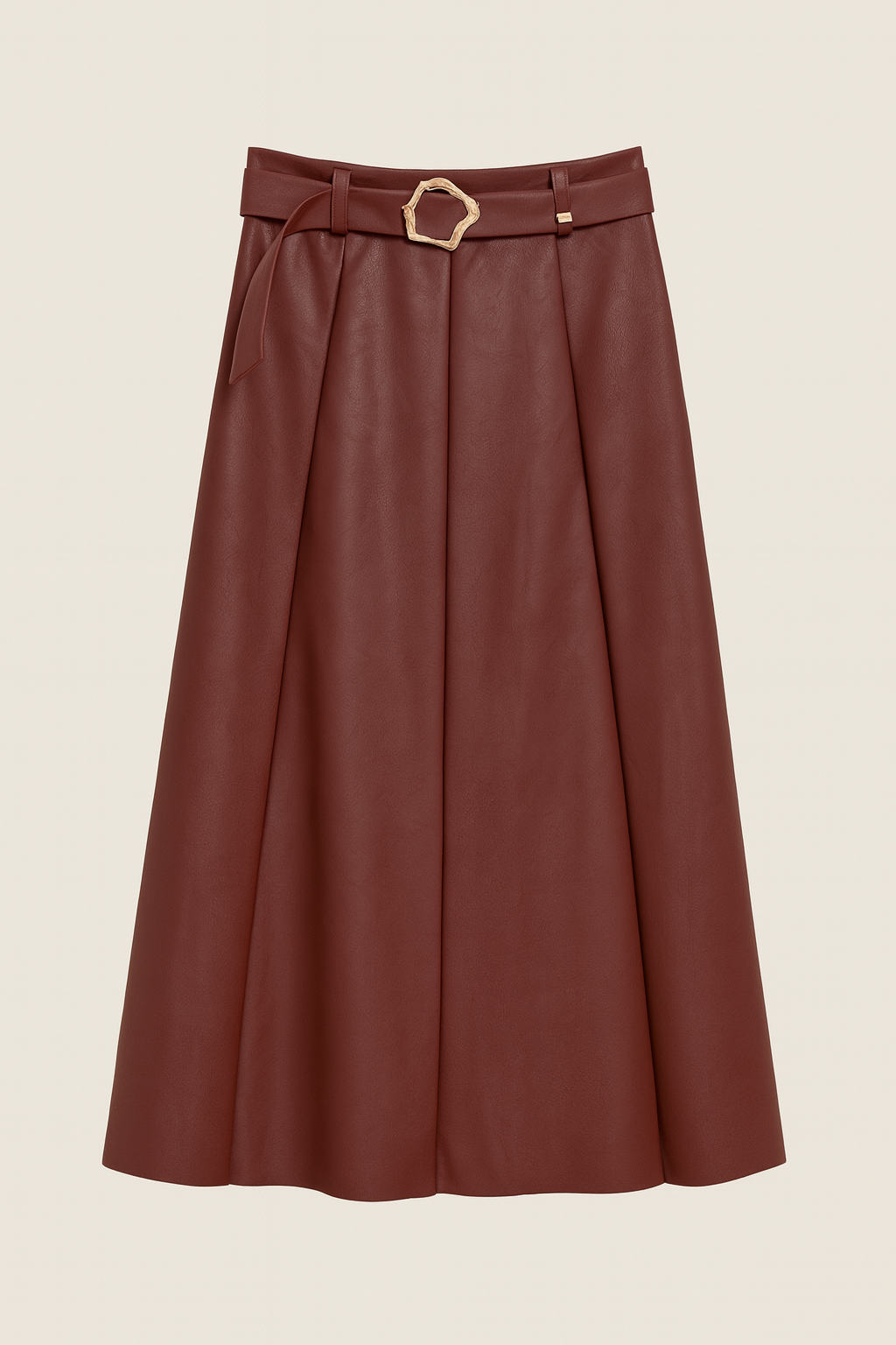 Fustă Midi din Piele Ecologică cu Cataramă Aurie - 4 culori