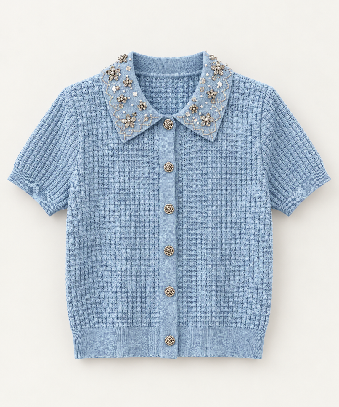Cardigan Elegant cu Guler Bijuterie 100% vâscoză