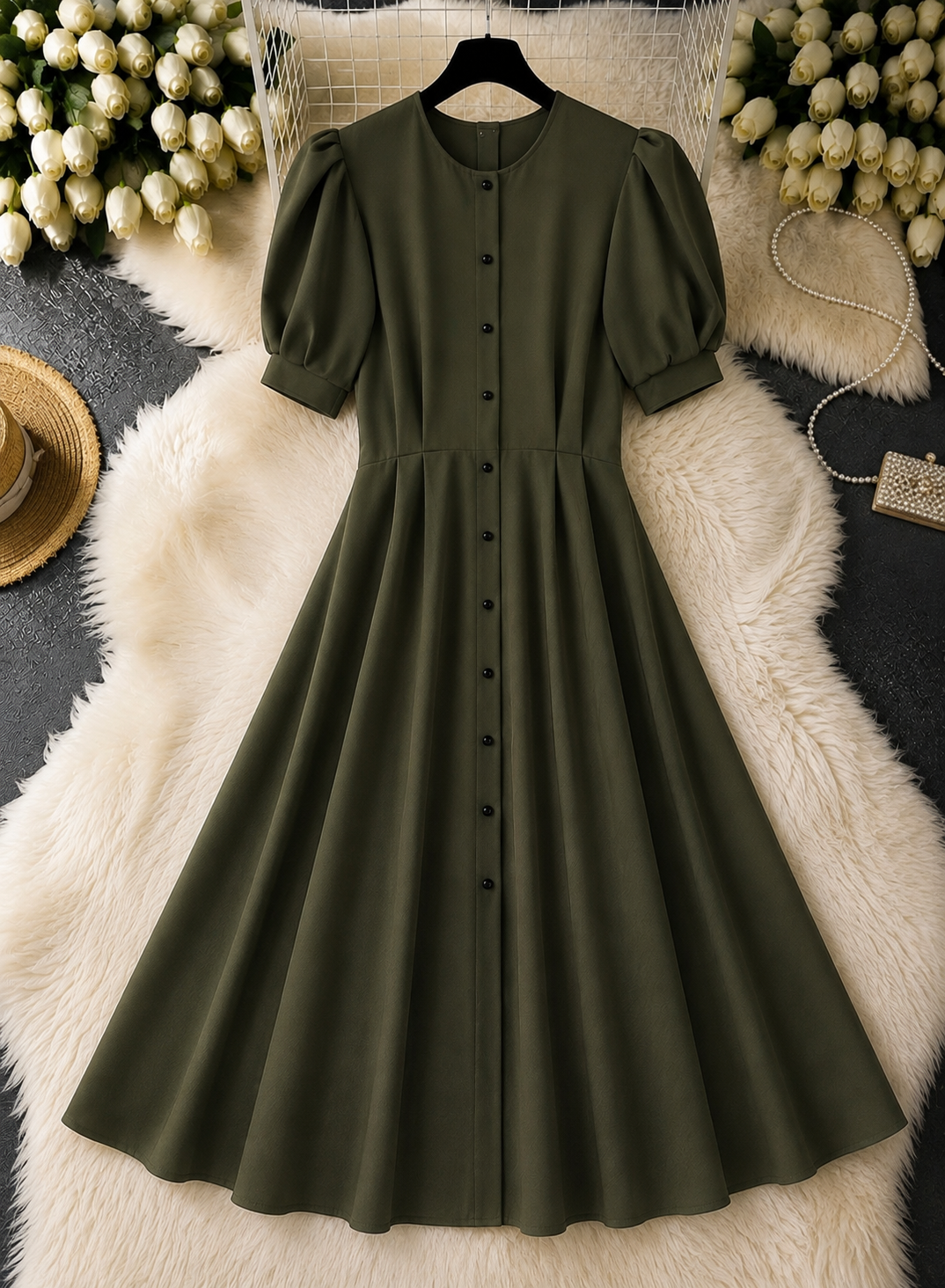 Articolul zilei 🎀                              Rochie midi din stofă Barbi