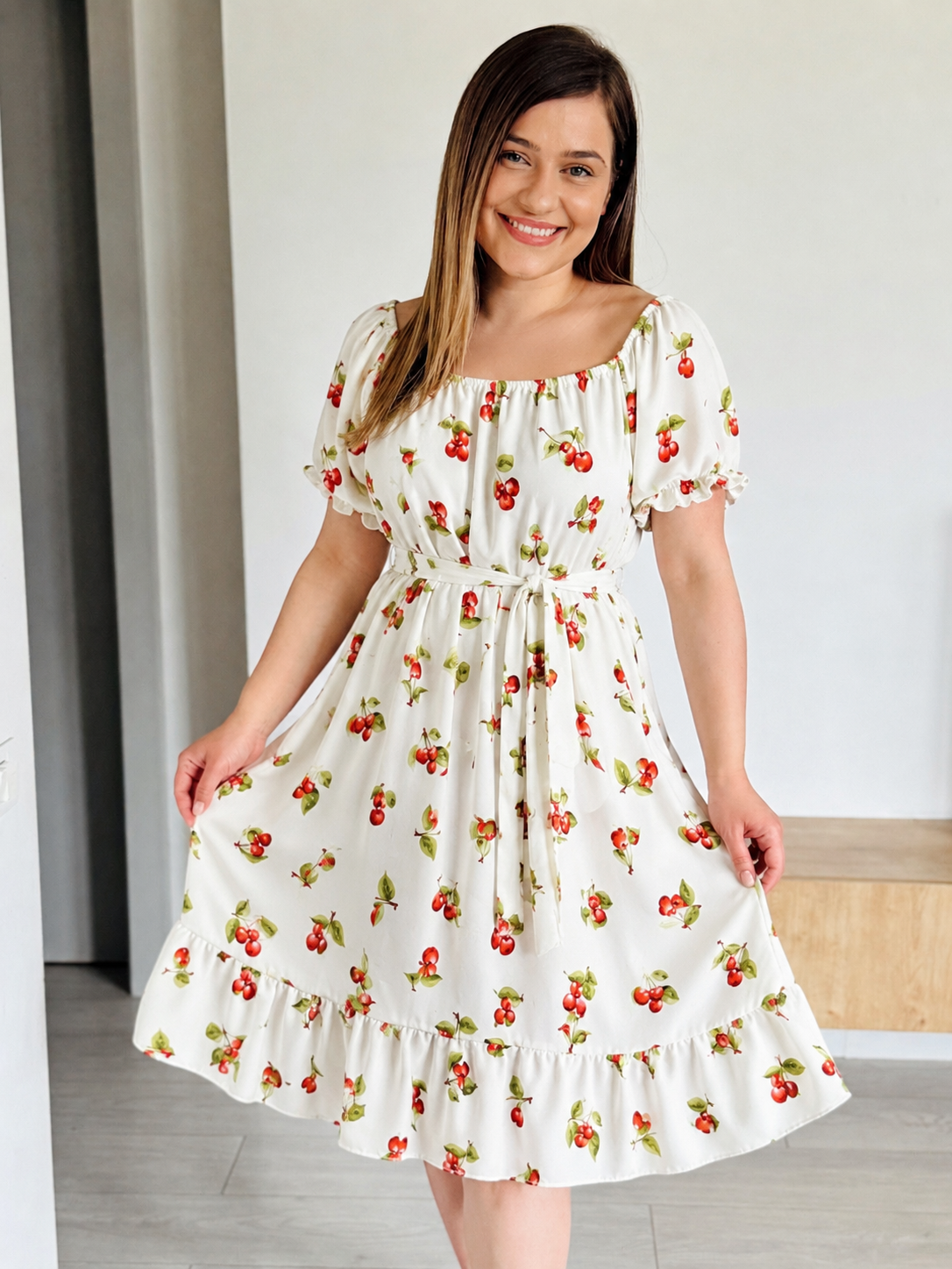 Rochie midi cu imprimeu din vâscoză