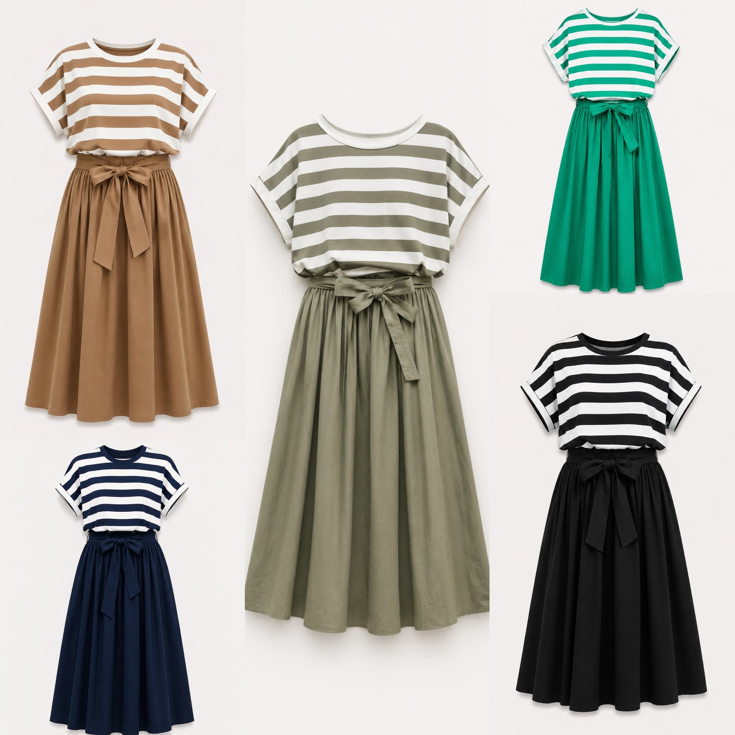 Rochie casual cu dungi și talie elastică