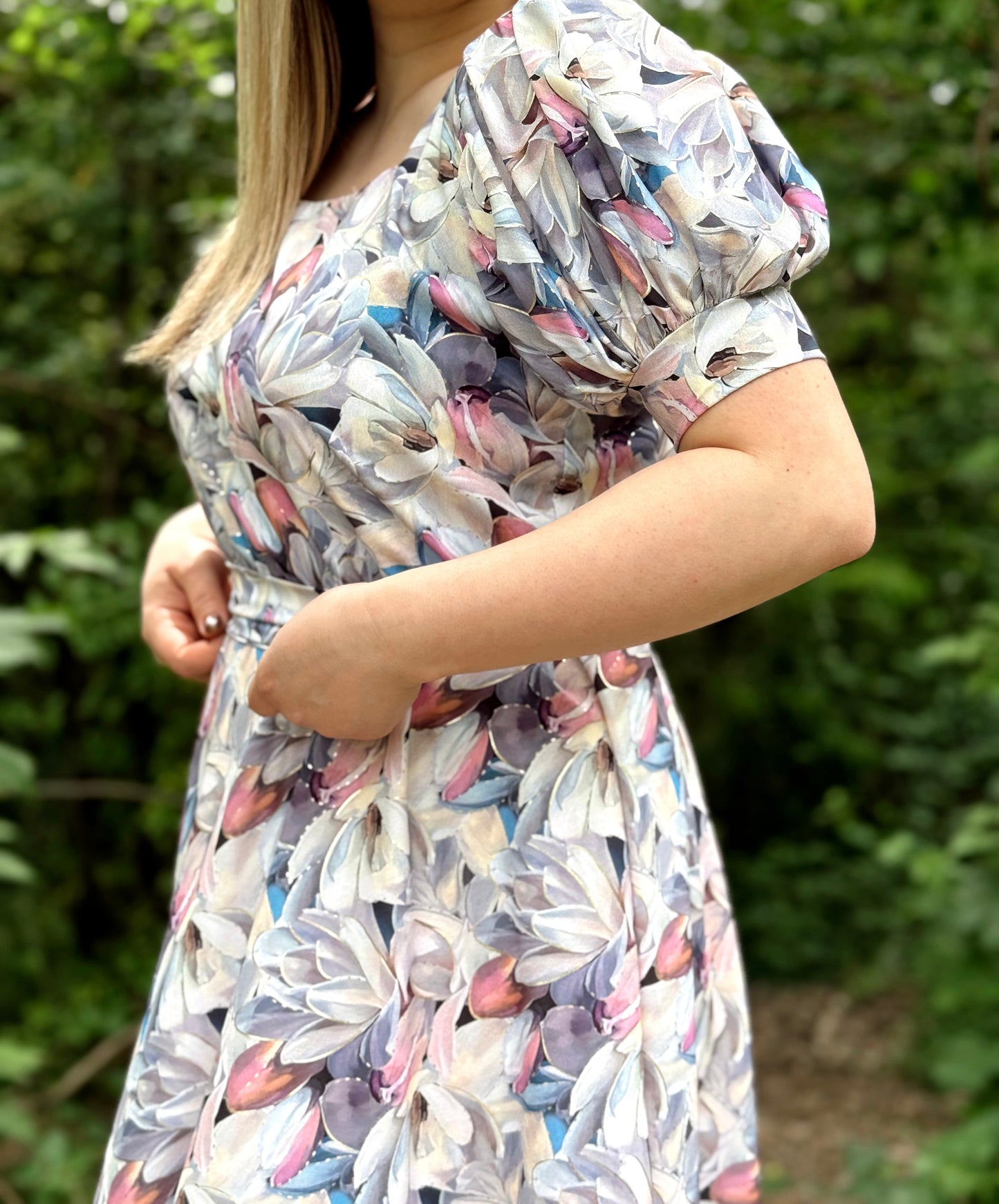 Rochie Midi din Vâscoză cu Imprimeu Floral