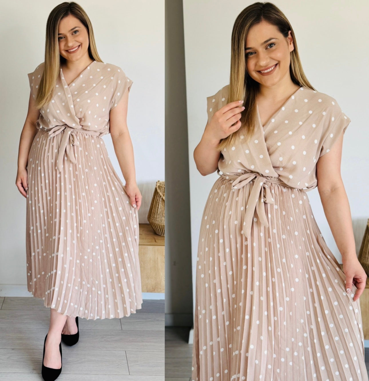 Rochie plisată cu buline