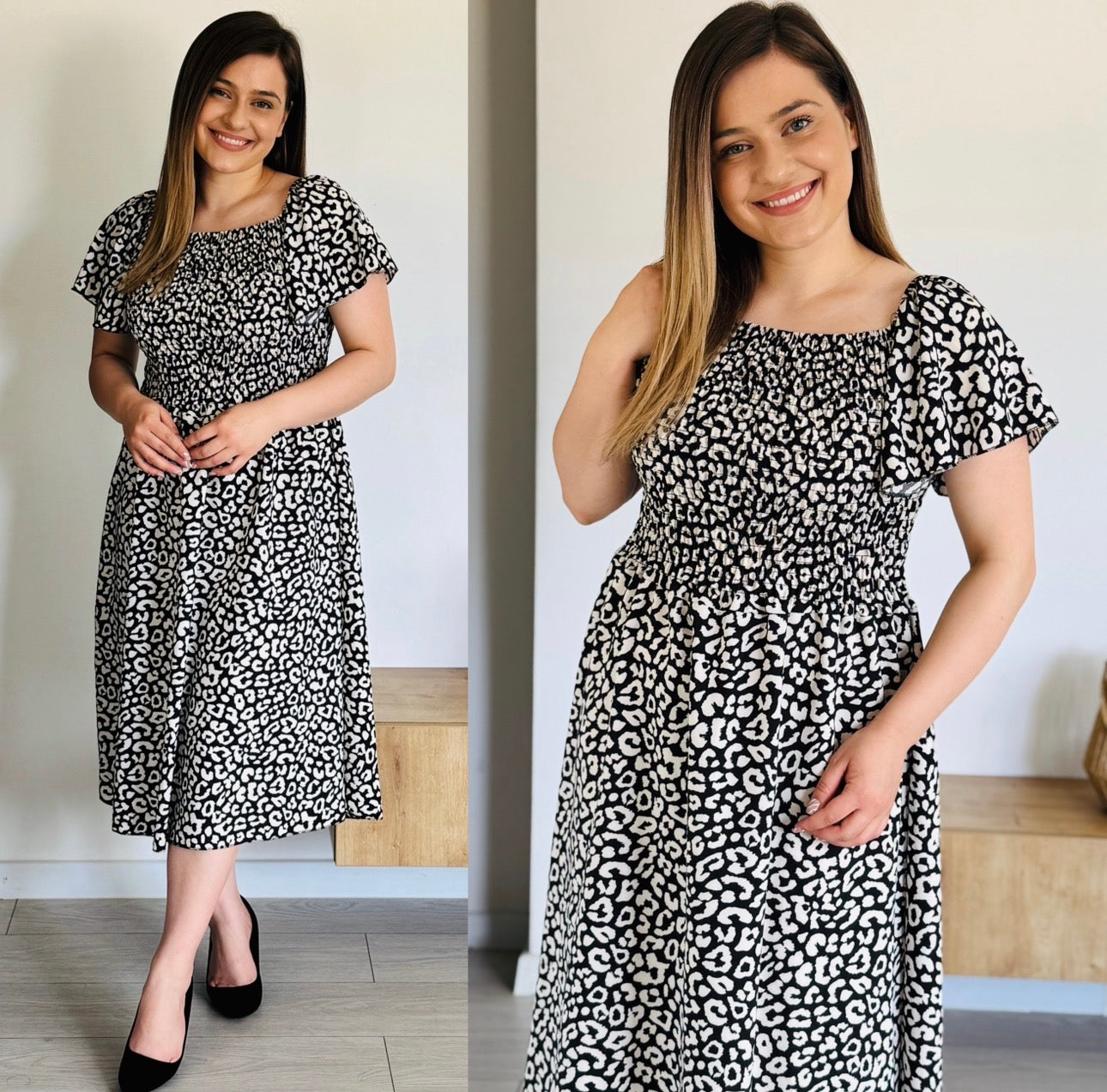 Rochie midi cu imprimeu modern