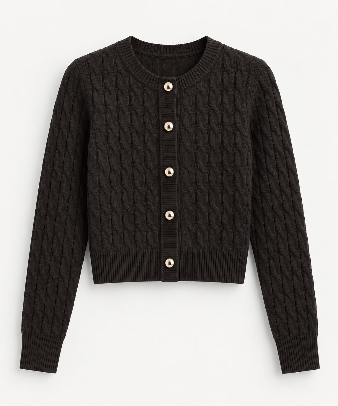 Cardigan tricotat cu nasturi aurii